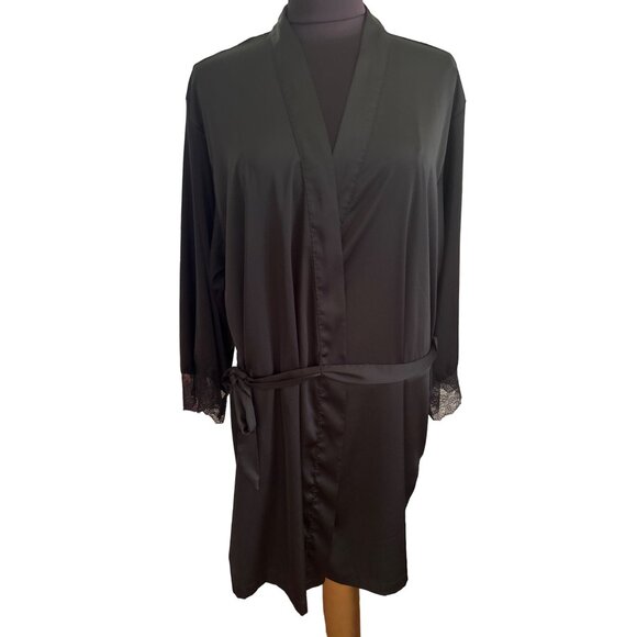 I.N.C. International Concepts Women's Black Lace Trim Robe L - Picture 1 of 8